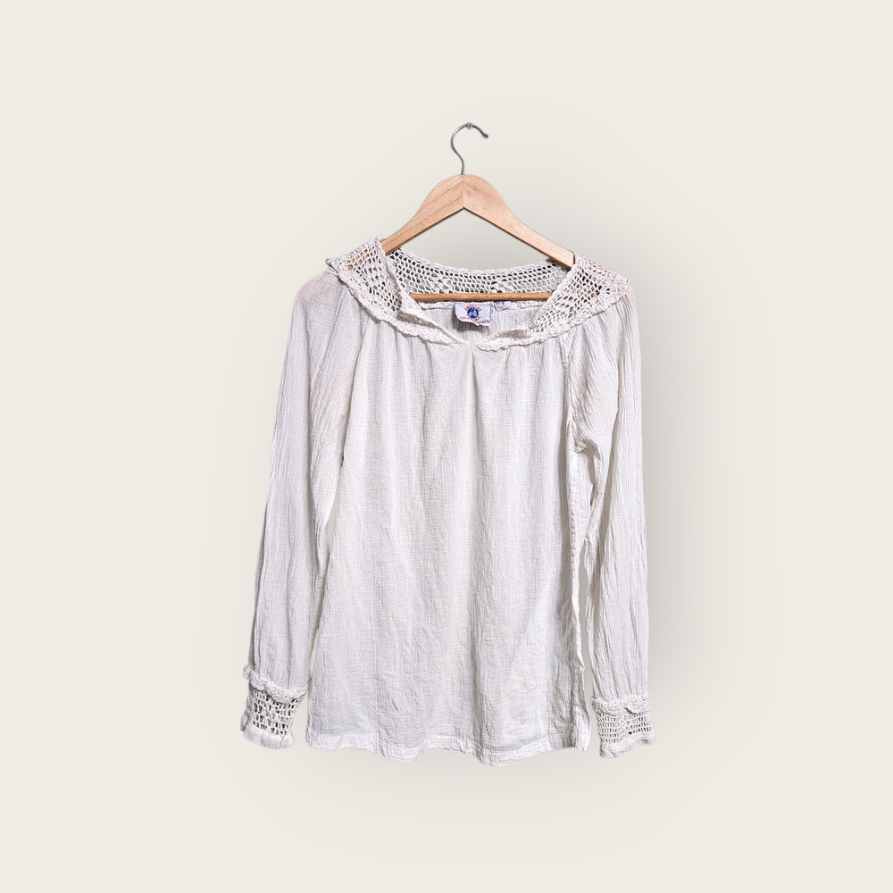 Third Time Around White Crochet Trim Women's Top